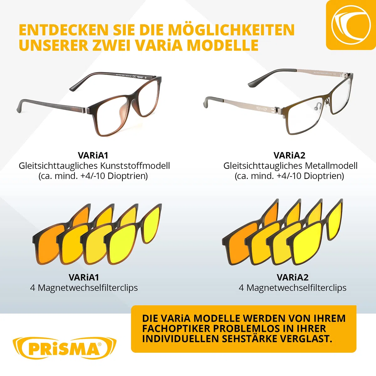 PRiSMA VARiA 1 - okulary z filtrem przednim magnetycznym światłem niebieskim EASY90 - do gier i TV - bluelightprotect - VA1702