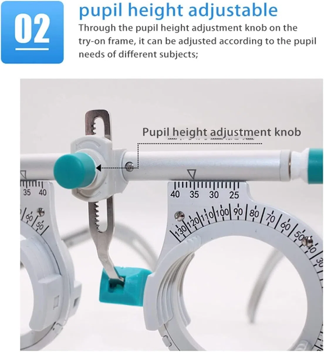 Regulowana optyczna oprawka próbna PD 48-80mm, optyczna oprawka próbna Uniwersalna optyczna ramka próbna, 50g ultralekka soczewka testowa optometryczna Tytanowy okular optyczny