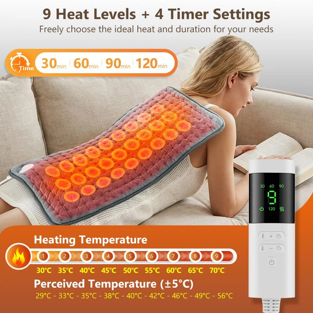 27 SZTUK Jade Turmalin, Podczerwień Ogrzewanie Mata grzewcza | 9 temperatur, 4 timery, mata grzewcza, regulacja temperatury, 10 ℃ – 70 ℃ z naturalną daleką podczerwienią