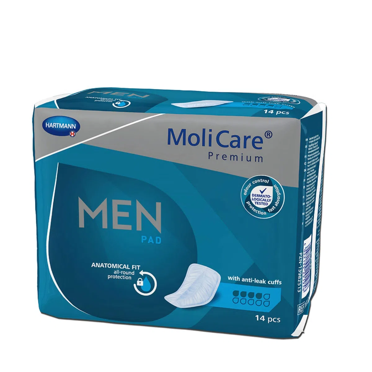 MoliCare Premium MEN PAD, wkładka do nietrzymania moczu dla mężczyzn w przypadku słabego pęcherza, dopasowanie w kształcie litery V, 4 krople, 12 x 14 sztuk - opakowanie