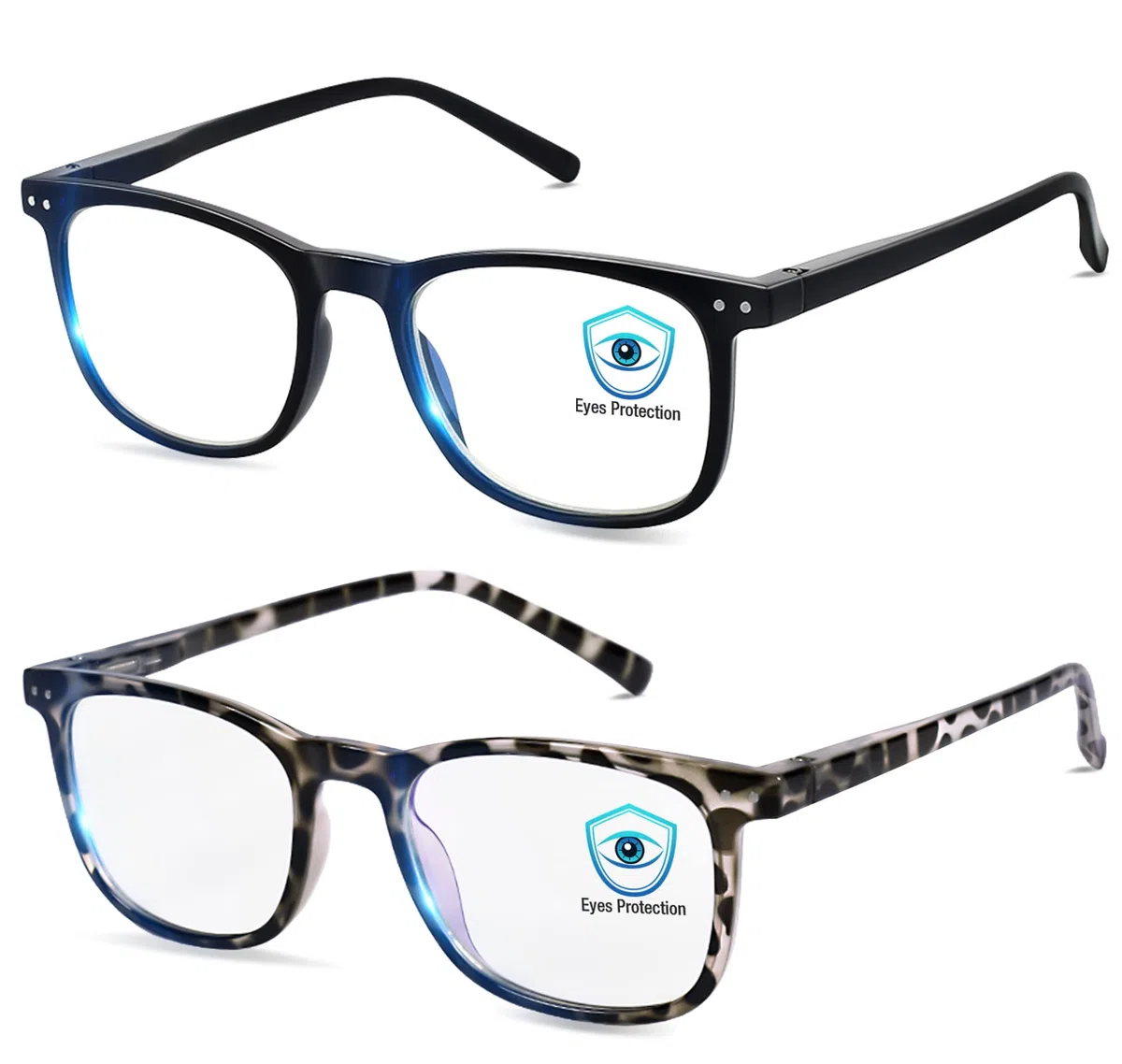 Niebieskie okulary przeciwsłoneczne dla kobiet, okulary do czytania dla mężczyzn, okulary PC, damskie okulary anty-UV, antypatyczne i antyodblaskowe, niebieskie światło okulary do gier, 2 sztuki