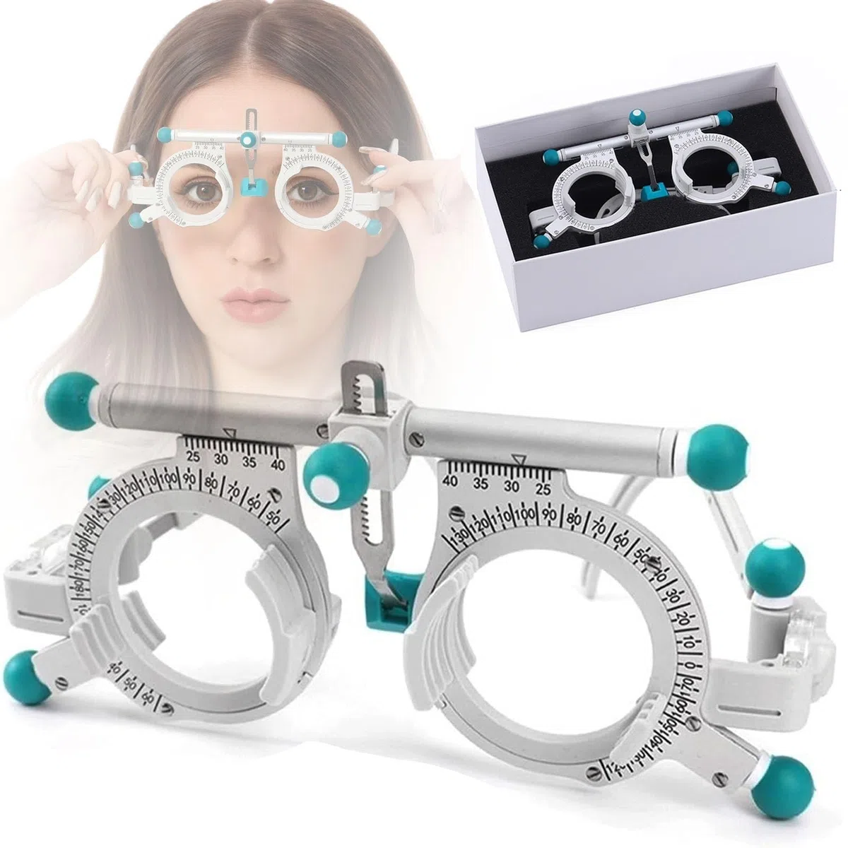 Regulowana optyczna oprawka próbna PD 48-80mm, optyczna oprawka próbna Uniwersalna optyczna ramka próbna, 50g ultralekka soczewka testowa optometryczna Tytanowy okular optyczny